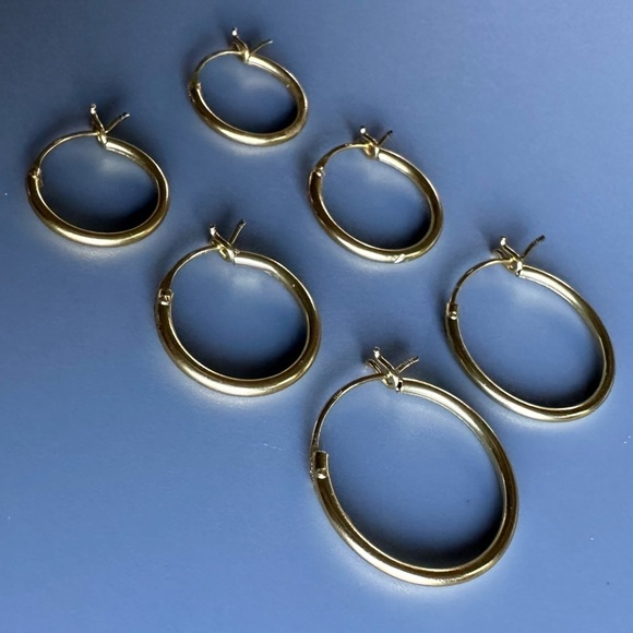Gold Hoop Earrings Set - Picture 2 of 10